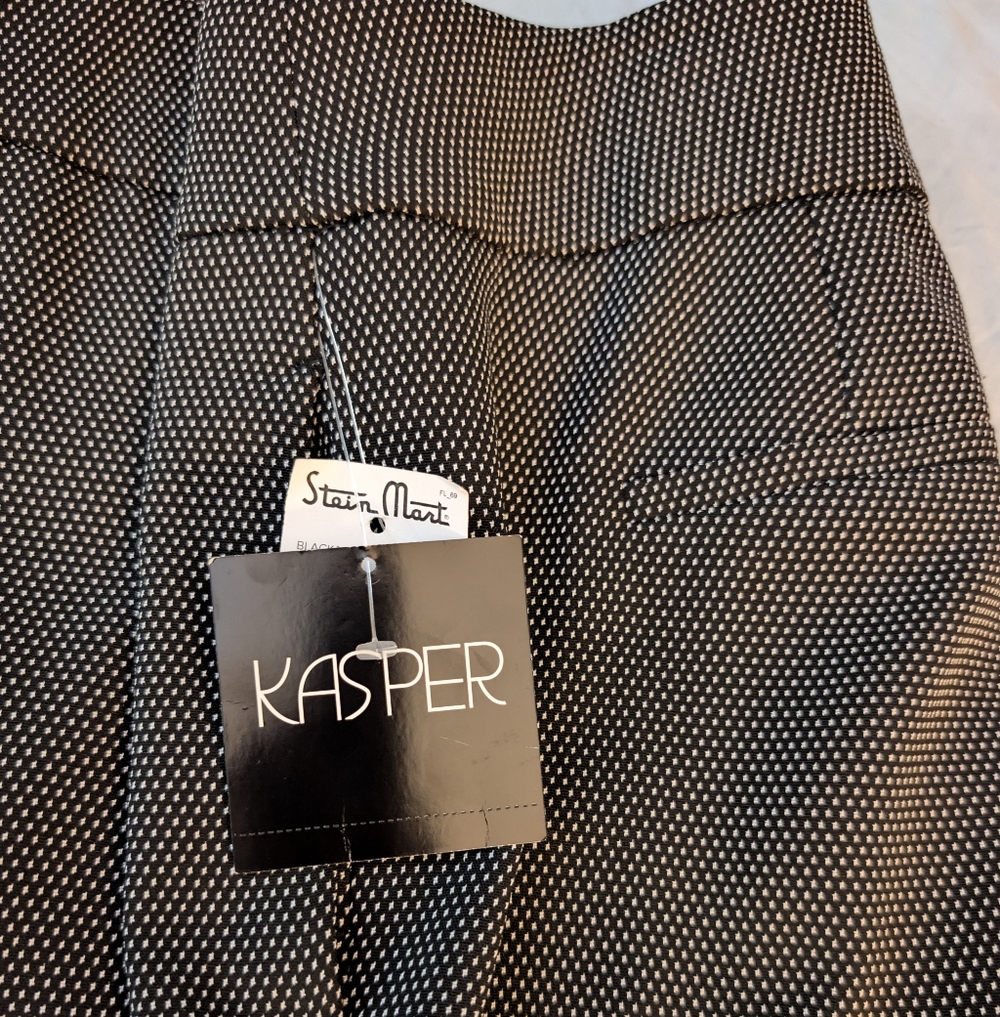 Kasper Pants Slacks, 12, Black/White, Straight Leg, Waist 38", Inseam 30", NWT